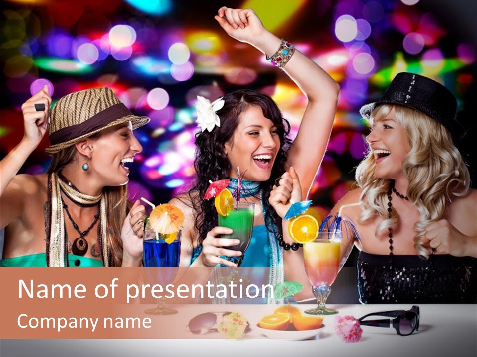A Group Of Women Having Drinks At A Party PowerPoint Template