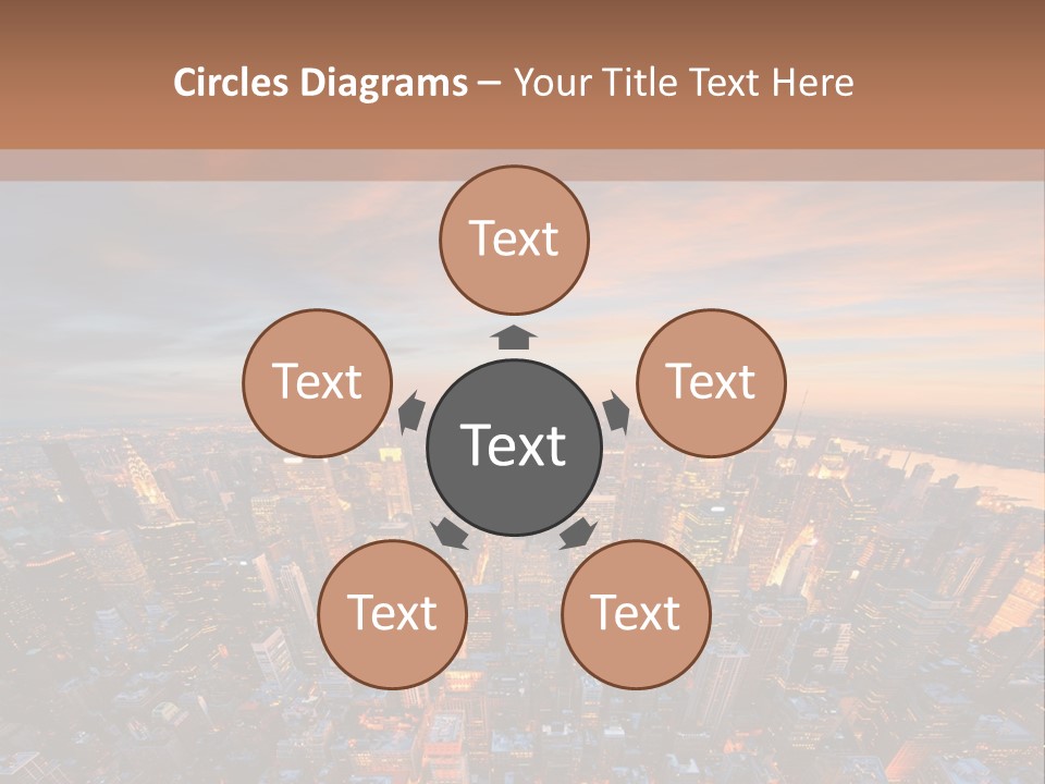 An Aerial View Of A City At Sunset PowerPoint Template