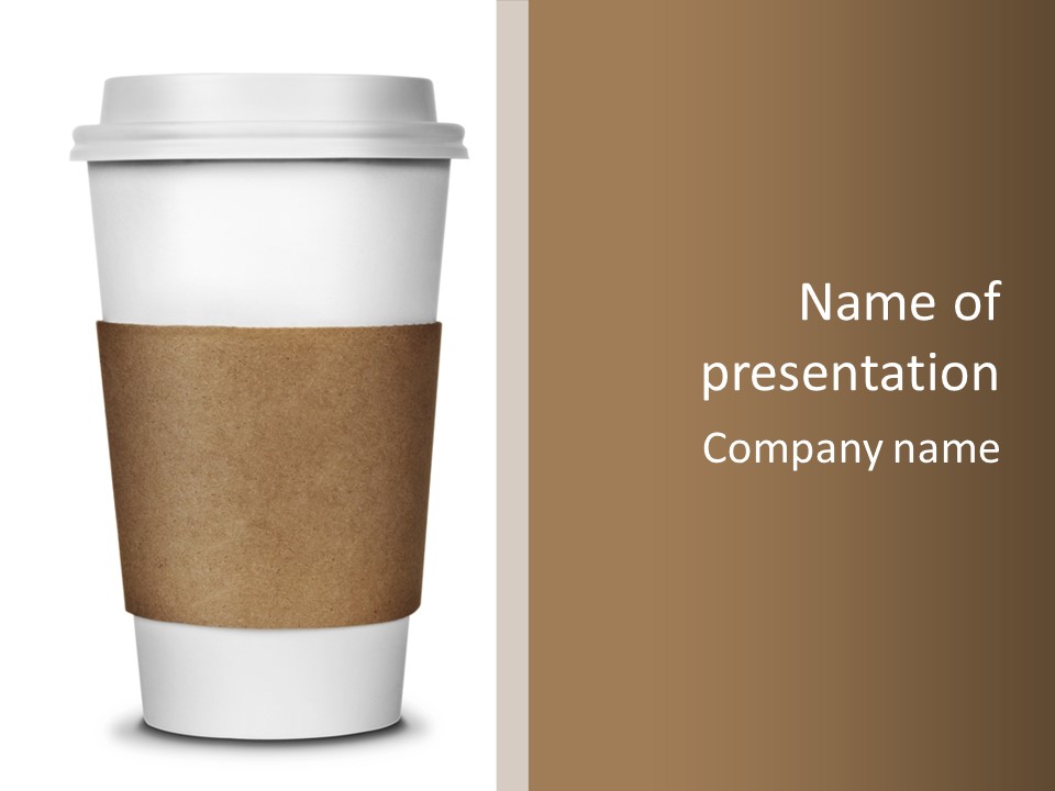 A Cup Of Coffee On A White And Brown Background PowerPoint Template