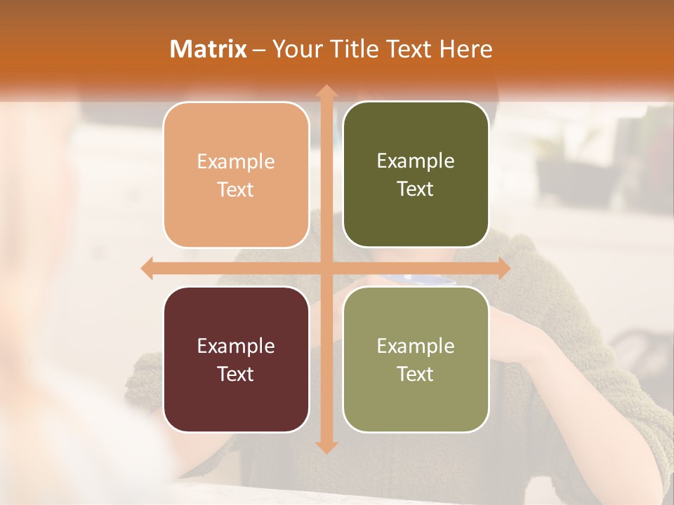 A Woman Sitting At A Table With A Cup In Her Hands PowerPoint Template