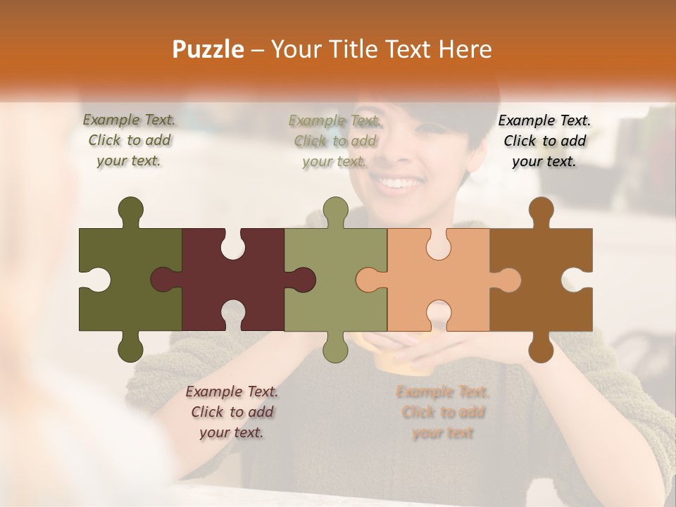 A Woman Sitting At A Table With A Cup In Her Hands PowerPoint Template