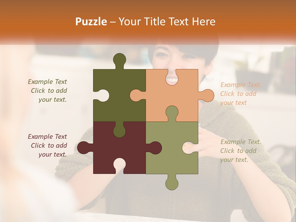 A Woman Sitting At A Table With A Cup In Her Hands PowerPoint Template