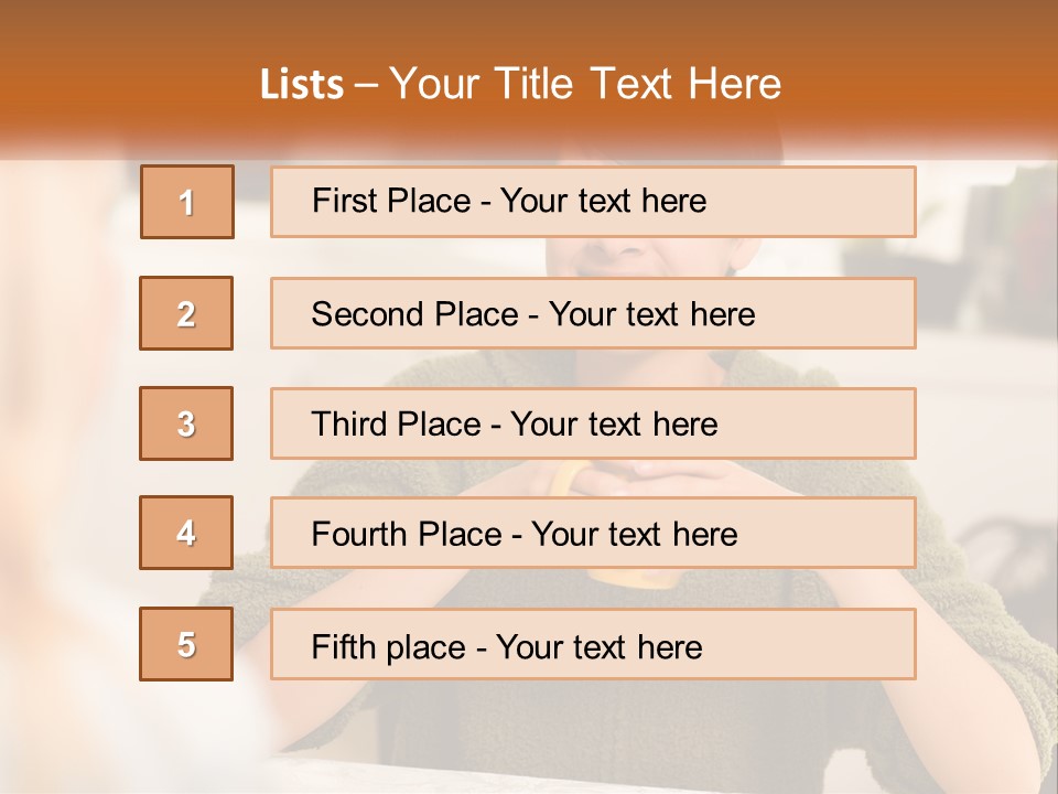 A Woman Sitting At A Table With A Cup In Her Hands PowerPoint Template