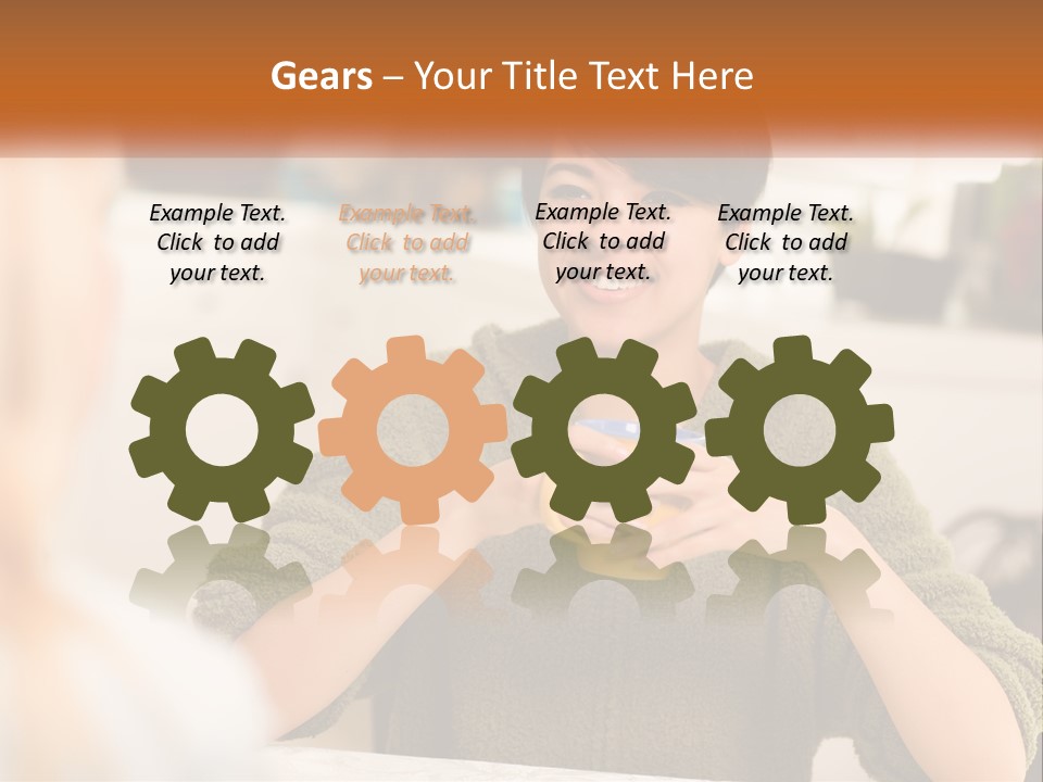 A Woman Sitting At A Table With A Cup In Her Hands PowerPoint Template