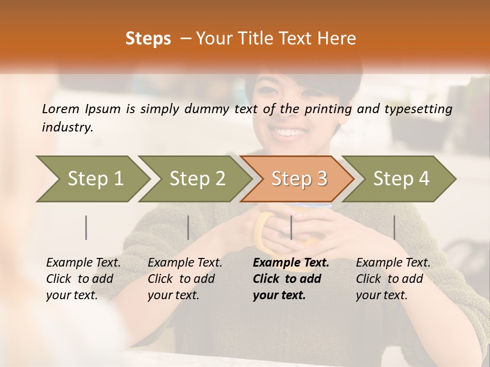 A Woman Sitting At A Table With A Cup In Her Hands PowerPoint Template