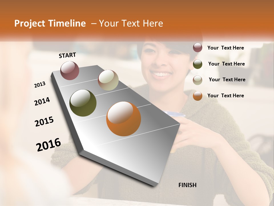 A Woman Sitting At A Table With A Cup In Her Hands PowerPoint Template