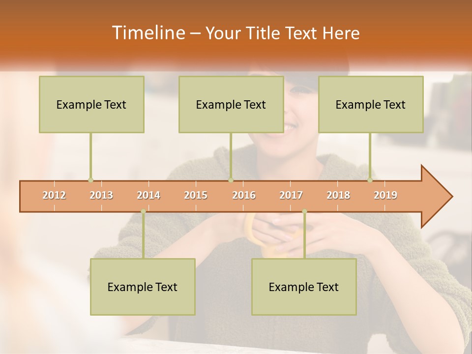 A Woman Sitting At A Table With A Cup In Her Hands PowerPoint Template