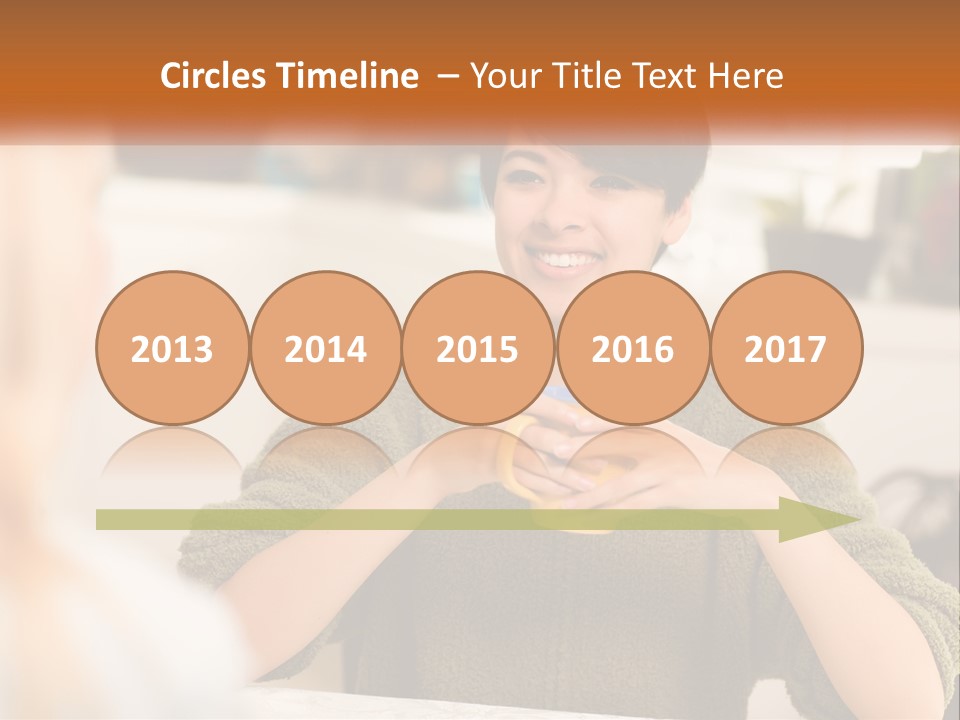 A Woman Sitting At A Table With A Cup In Her Hands PowerPoint Template