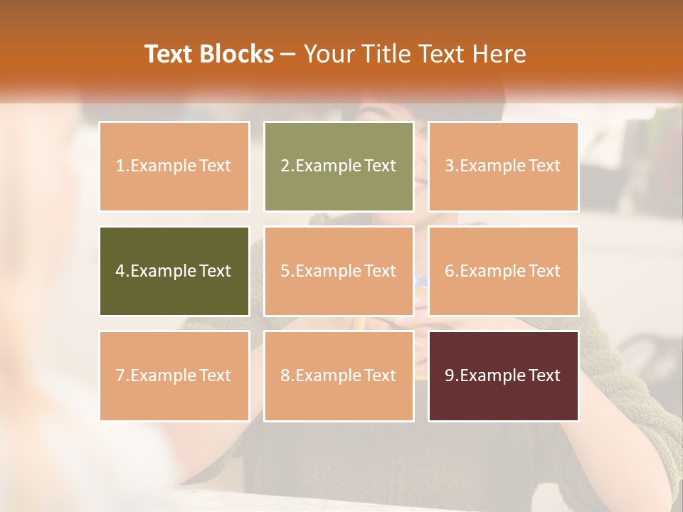 A Woman Sitting At A Table With A Cup In Her Hands PowerPoint Template