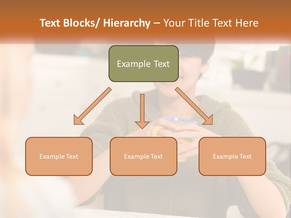 A Woman Sitting At A Table With A Cup In Her Hands PowerPoint Template