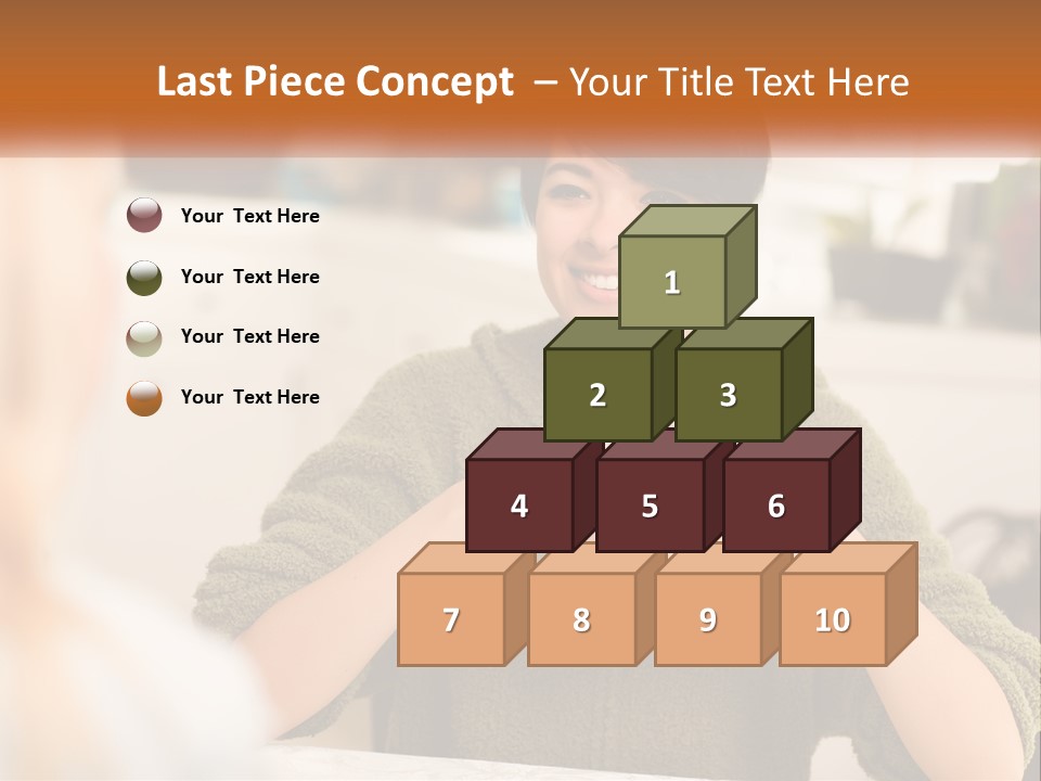 A Woman Sitting At A Table With A Cup In Her Hands PowerPoint Template