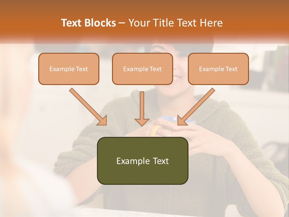 A Woman Sitting At A Table With A Cup In Her Hands PowerPoint Template