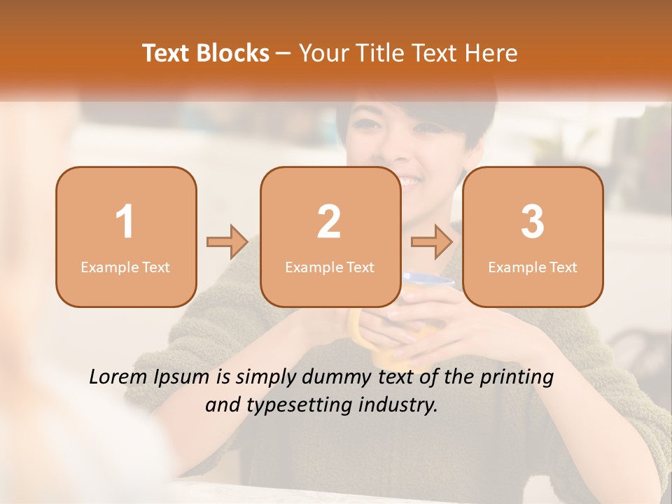 A Woman Sitting At A Table With A Cup In Her Hands PowerPoint Template