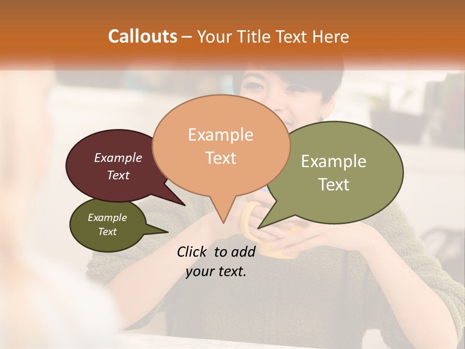 A Woman Sitting At A Table With A Cup In Her Hands PowerPoint Template