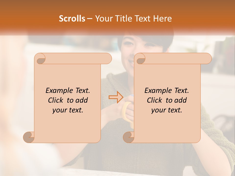 A Woman Sitting At A Table With A Cup In Her Hands PowerPoint Template