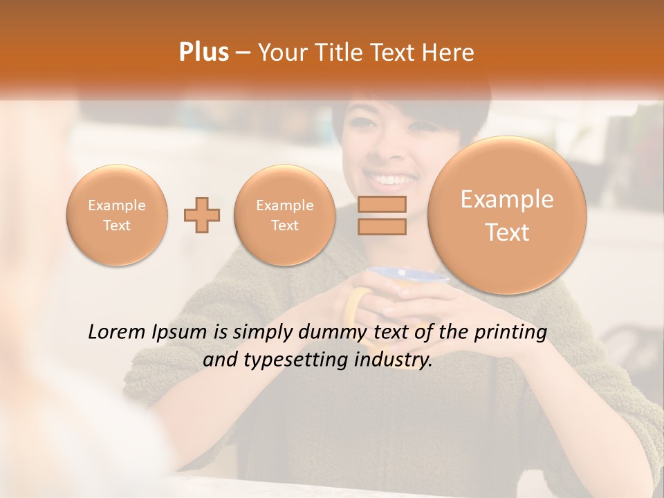 A Woman Sitting At A Table With A Cup In Her Hands PowerPoint Template