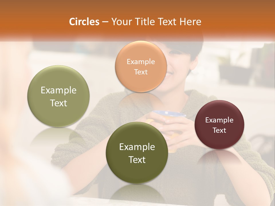 A Woman Sitting At A Table With A Cup In Her Hands PowerPoint Template