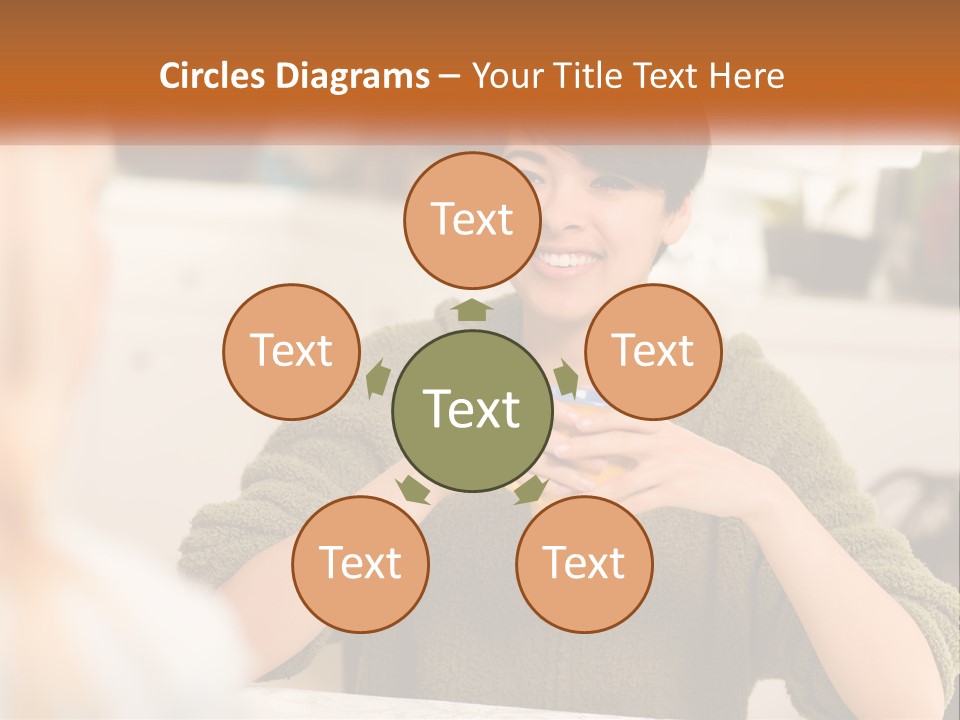 A Woman Sitting At A Table With A Cup In Her Hands PowerPoint Template