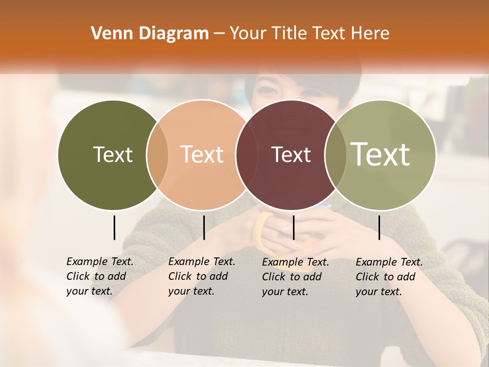 A Woman Sitting At A Table With A Cup In Her Hands PowerPoint Template