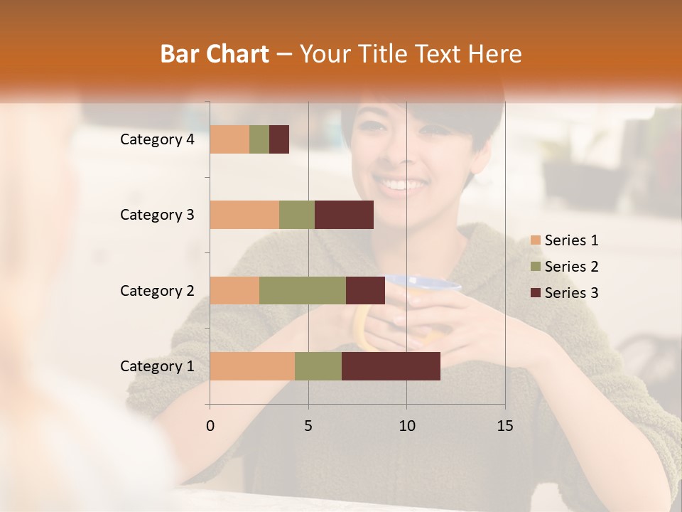 A Woman Sitting At A Table With A Cup In Her Hands PowerPoint Template