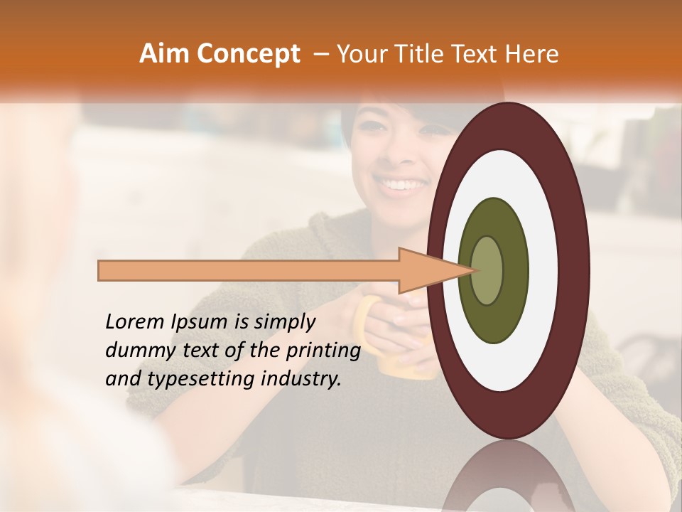 A Woman Sitting At A Table With A Cup In Her Hands PowerPoint Template