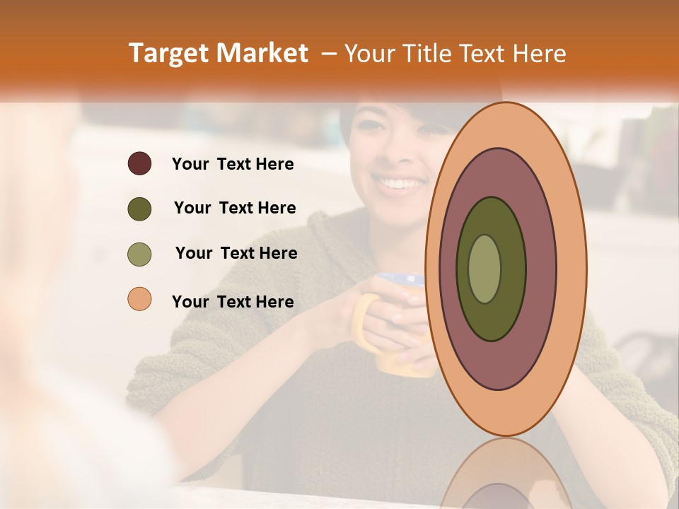 A Woman Sitting At A Table With A Cup In Her Hands PowerPoint Template