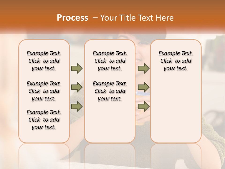A Woman Sitting At A Table With A Cup In Her Hands PowerPoint Template