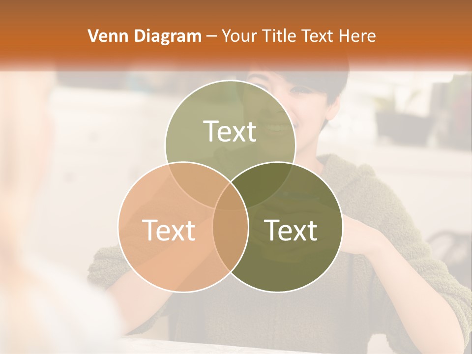 A Woman Sitting At A Table With A Cup In Her Hands PowerPoint Template