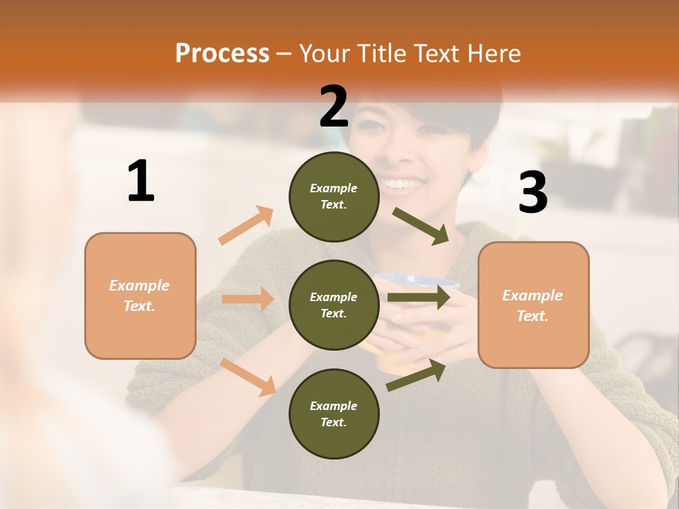 A Woman Sitting At A Table With A Cup In Her Hands PowerPoint Template