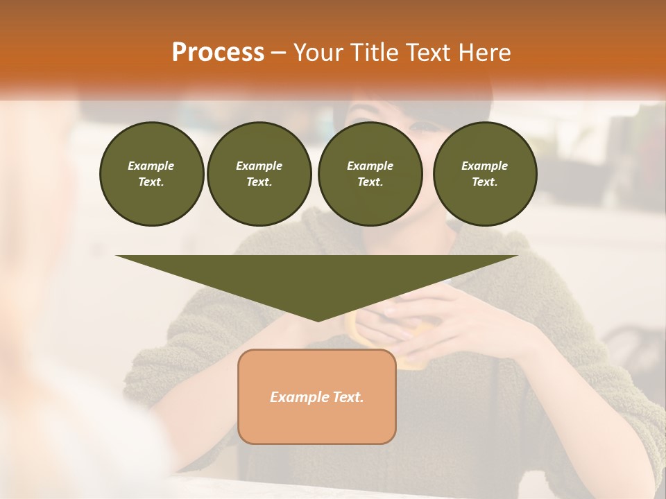 A Woman Sitting At A Table With A Cup In Her Hands PowerPoint Template