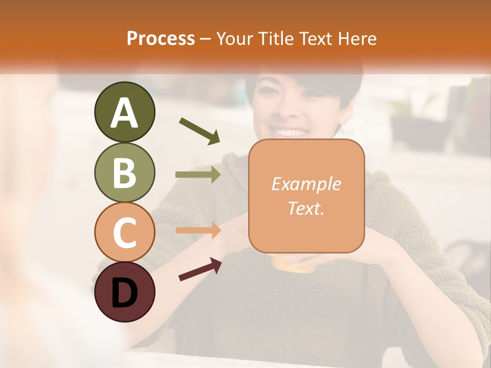 A Woman Sitting At A Table With A Cup In Her Hands PowerPoint Template