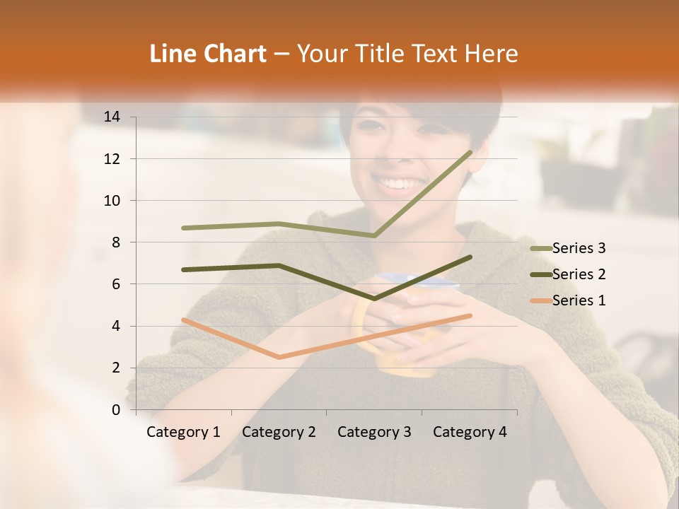 A Woman Sitting At A Table With A Cup In Her Hands PowerPoint Template