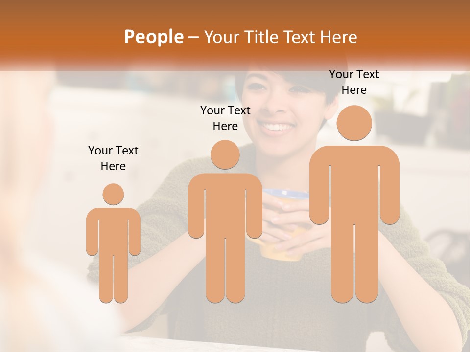 A Woman Sitting At A Table With A Cup In Her Hands PowerPoint Template