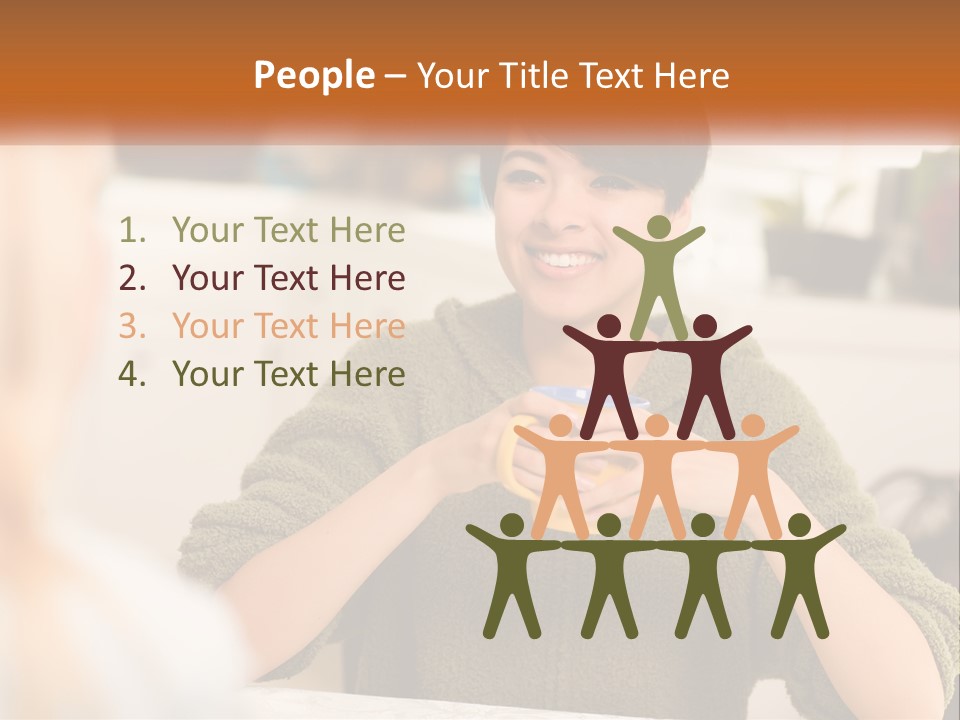 A Woman Sitting At A Table With A Cup In Her Hands PowerPoint Template