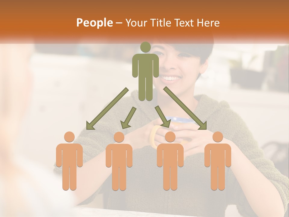 A Woman Sitting At A Table With A Cup In Her Hands PowerPoint Template