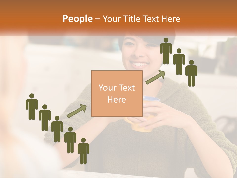 A Woman Sitting At A Table With A Cup In Her Hands PowerPoint Template