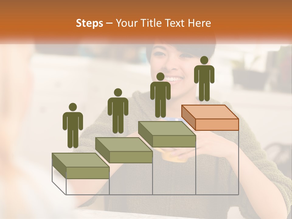 A Woman Sitting At A Table With A Cup In Her Hands PowerPoint Template
