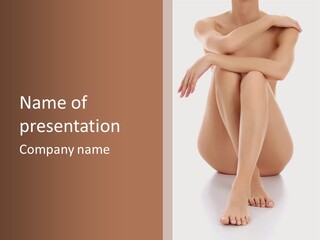 A Nude Woman Sitting On The Ground With Her Legs Crossed PowerPoint Template