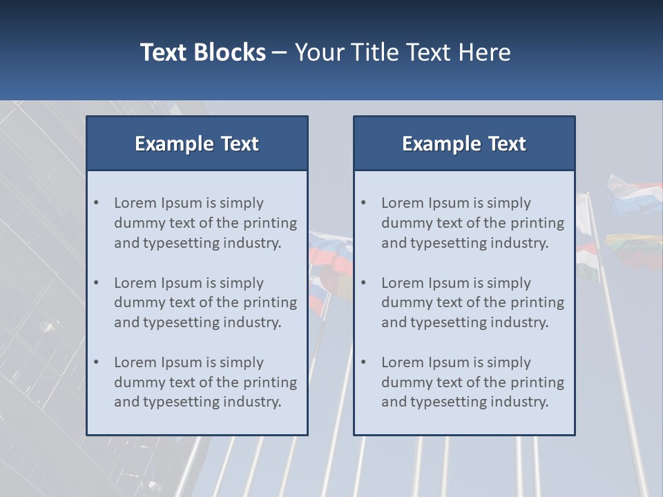 A Group Of Flags Flying In Front Of A Building PowerPoint Template