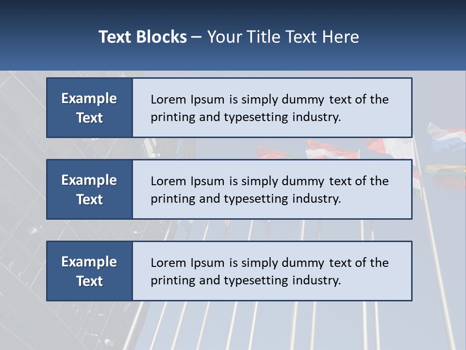A Group Of Flags Flying In Front Of A Building PowerPoint Template