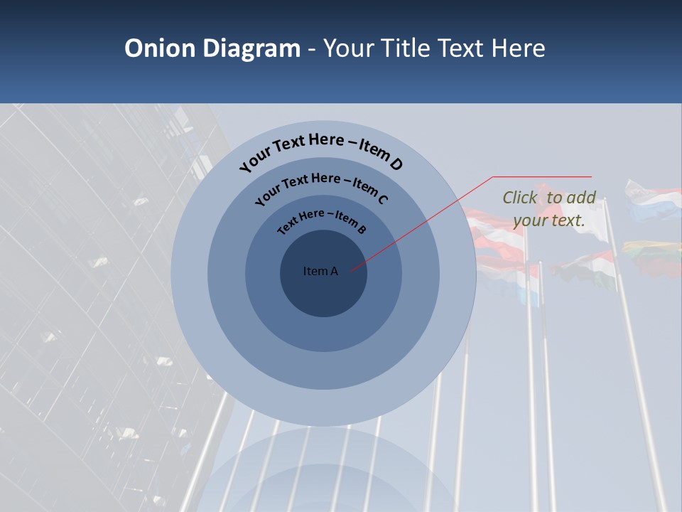 A Group Of Flags Flying In Front Of A Building PowerPoint Template