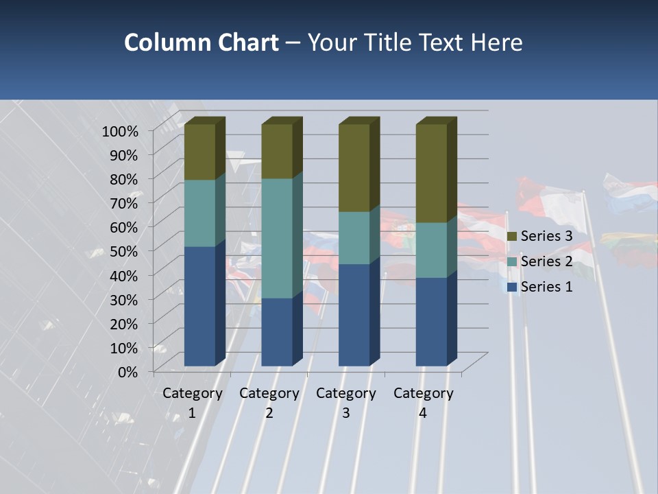 A Group Of Flags Flying In Front Of A Building PowerPoint Template