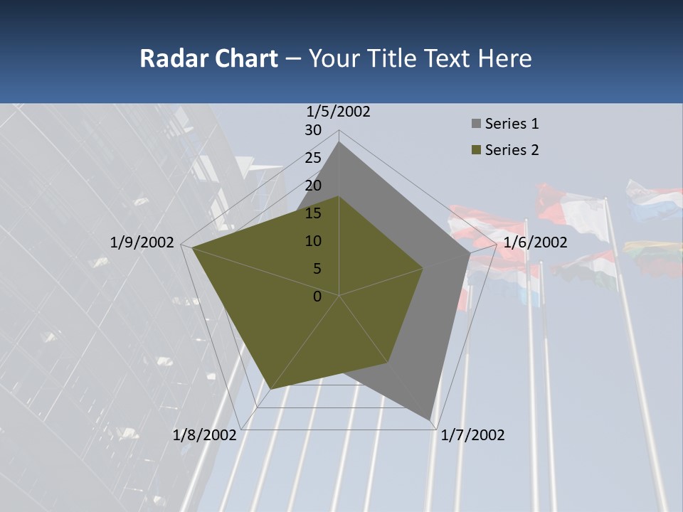 A Group Of Flags Flying In Front Of A Building PowerPoint Template