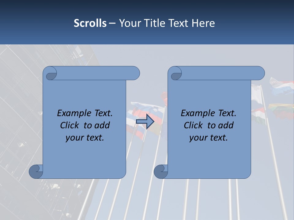 A Group Of Flags Flying In Front Of A Building PowerPoint Template