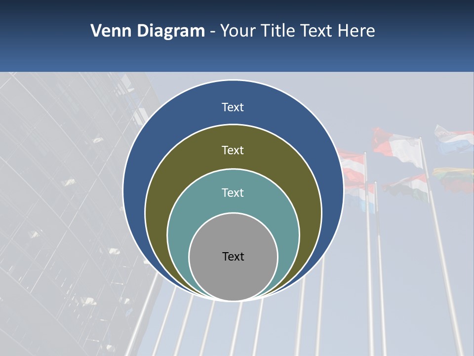 A Group Of Flags Flying In Front Of A Building PowerPoint Template