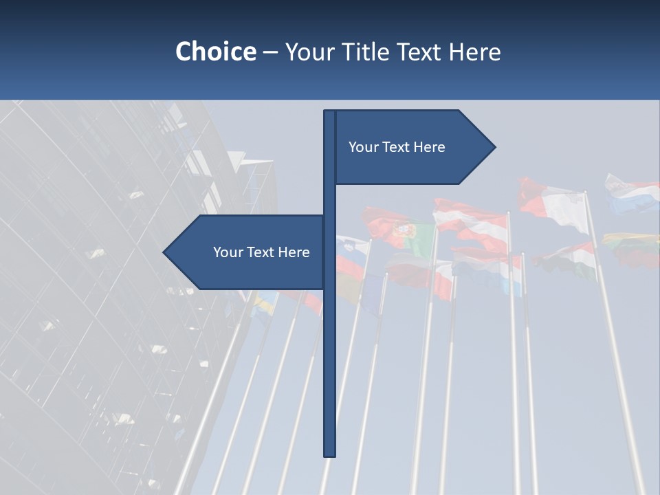 A Group Of Flags Flying In Front Of A Building PowerPoint Template