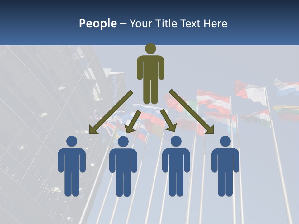 A Group Of Flags Flying In Front Of A Building PowerPoint Template