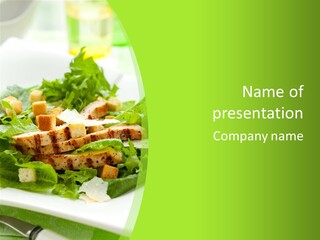 A White Plate Topped With A Salad Covered In Lettuce PowerPoint Template