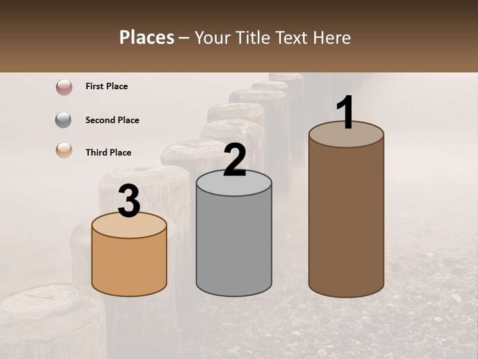 A Row Of Wooden Logs Sitting On Top Of A Beach PowerPoint Template