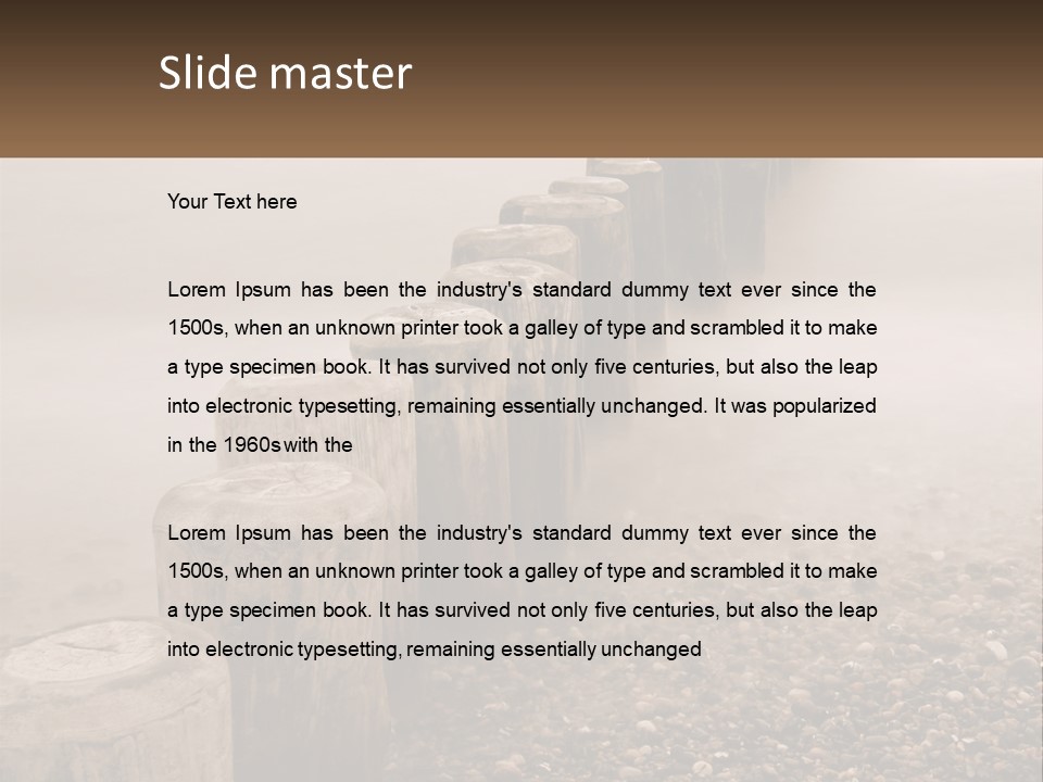 A Row Of Wooden Logs Sitting On Top Of A Beach PowerPoint Template